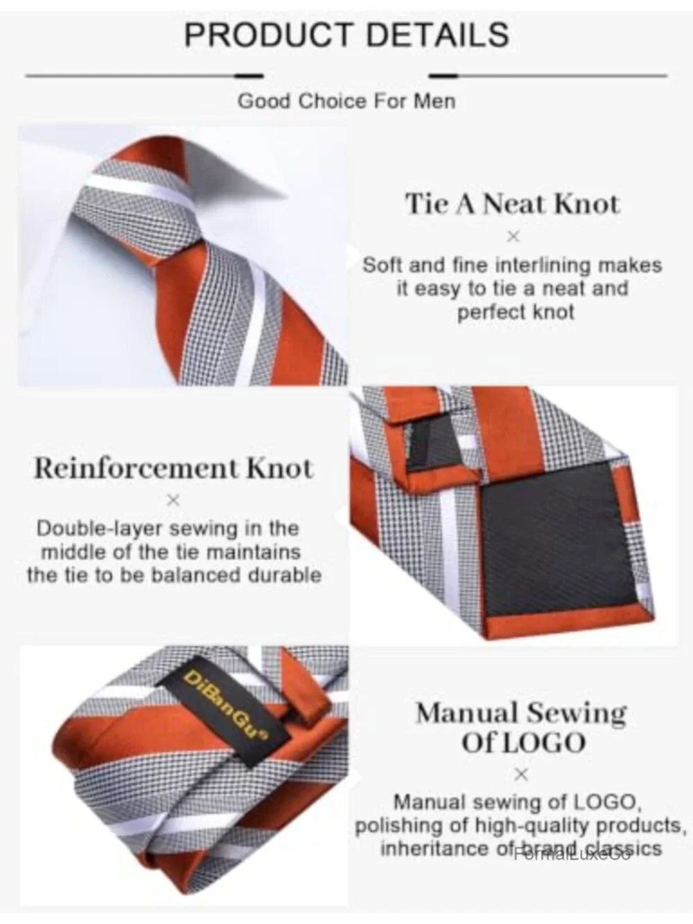 Silk Blend Striped Tie and Pocket Square Set for Men Formal Wedding Gift